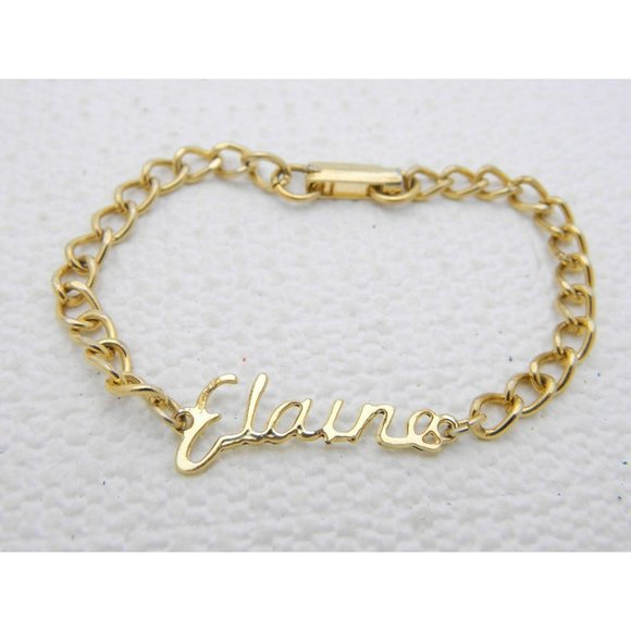 Vintage Jewelry - Vintage Gold Tone ELAINE Name Chain Link Bracelet
